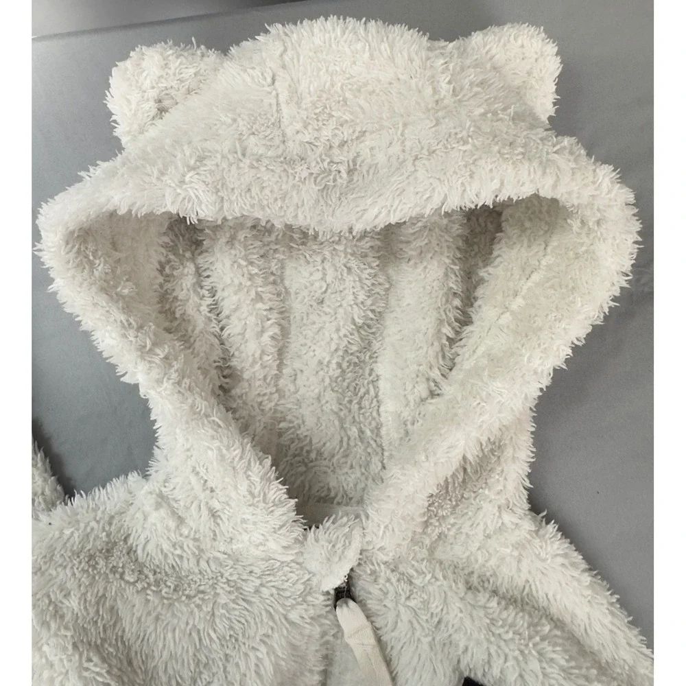Patagonia Baby Hi‎ Loft Fleece Jacket 3T Hooded Bear Ears Cream Full Zip